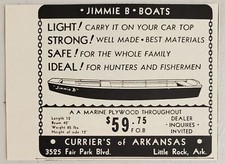 1954 Print Ad Jimmie B Marine Plywood Boats Curriers Little Rock,Arkansas picture