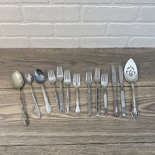 Mixed Lot of 13 Vintage Flatware Dinnerware Floral Patterns Crafts picture