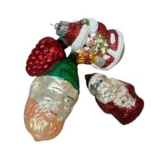 Vintage Glass Christmas Ornaments Santa Snowman Red Pinecone Lot Shiny Radko picture