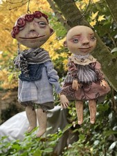 OOAK Artist Art Dolls Creepy Cute Couple Handmade Collectible Whimsical Folk picture