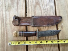 Vintage Aerial Hunting Fishing Fighting Knife With Sheath picture
