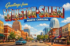 Greetings From Winston-Salem, North Carolina MODERN Postcard D739 picture