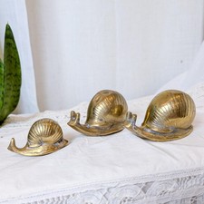 Vintage Small Solid Brass Snails Set of 3 picture