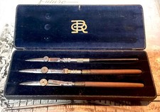Antique E.O. Richter & Co. Set of 3 Ruling Pens w/Orig. Case, Germany (CM2886) picture