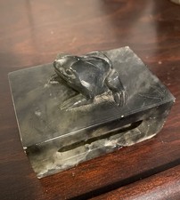 Chinese Jade Frog Match Matchstick Safe Box Holder Vesta Carved Antique Vintage picture