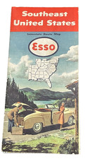 1951 Esso Standard Oil Southeast US Interstate Route Road Map Vintage Travel picture