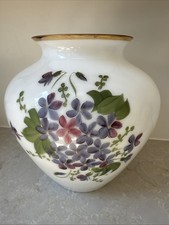 Vintage Consolidated Phoenix Glass Handpainted Regent Violets Art Glass Vase 10” picture