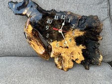 Vintage Burl Wood ‘Live-Edge’ Wall Clock - 17”x 11