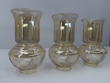VTG  Glass Gold Amber Glass Lamp Shade Hurricane Medieval Spanish Greece Sconce picture