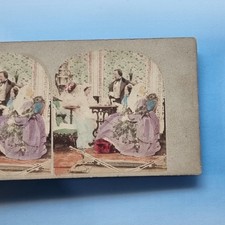 Victorian Fashion Stereoview C1855 Real Photo Crinoline Skirt Parlour Scene picture