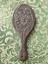 1800's Victorian Mourning Oval Hand Mirror Frame Gutta Percha GOTH - NO GLASS picture