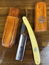 Vintage 38 PUMA Solingen Straight Razor Knife 1938 6/8 Hohl Shaving Shave Case picture