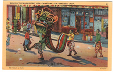 San Francisco CA postcard - Chinatown street festival 1940s picture