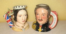 Royal Doulton Character Jug Pair:  Queen Victoria D7072 & Prince Albert D7073 picture