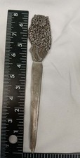 Vintage Metzke Pewter Funky Flowered Owl Letter Opener 1976 Boho Eclectic picture
