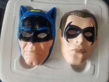 Batman & Robin Halloween Plastic Mask Ben Cooper Style NOS- NWT's 🎃🦇 picture