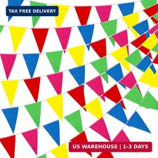 Car Dealer Supplies 300 Pcs Multicolor Pennant Banner Flags 375 Ft Nylon - Party picture