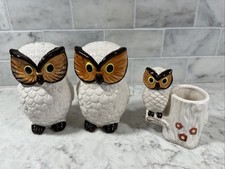Vintage Otagiri Japan Owl Toothpick Holder, Salt and Pepper Shakers picture