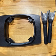 Vintage Corning Ware Lot: (2) A-10-H Detachable Handles & Black Plastic Cradle picture