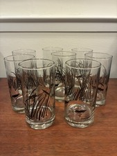 Vintage Marushka Glass Tumblers Sandpiper & Reeds 10 Oz Set Of 8 Excellent picture