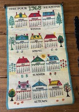 Vintage 1968 Sequin Calendar Four Seasons Felt Wall Hanging Decoration Scroll picture