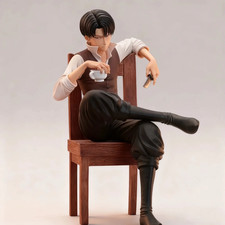 19cm Attack on Titan Levi Ackerman Figure – Sitting PVC Collectible Toy Gift picture