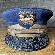 Vintage AF of M Musicians Union Visor Cap Blue Wool Hat ML Rothschild 7 3/4 picture