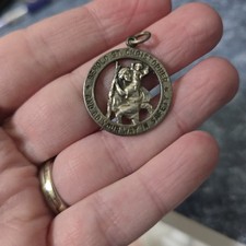 Vintage Sterling Silver St Christopher Openwork Pendant Medal 4.74g Travel Charm picture