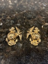 Vintage WWII/Vietnam USMC Dress Blues Collar Pair - Screwback Hilborn Hamburger picture