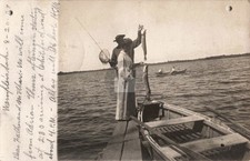 Fishing at Wamplers Lake MI Michigan 1907 RPPC Photo Postcard COPY picture