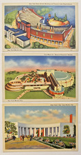 New York World's Fair 1939-40 Ford Motor Co, Fountain Lake, Etc Vtg Postcards x3 picture