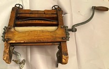 Antique FISH Wooden Clothes Wringer Hand Crank Clamp Mount 1890-1919 picture