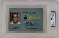 Bob Gurr Signed Disneyland Employee ID Badge Repo Walt Disney Imagineer PSA/DNA picture
