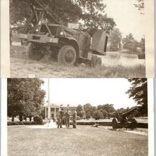 ID'd x2 LOT c1950s Fort Belvoir, VA Flippin Army Crane Snapshots Cannon Surveyor picture
