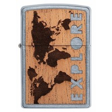 Zippo 49171, Woodchuck Explore World Emblem Chrome Lighter, Buy 1 Plant 1, Brass picture
