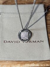 David Yurman Sterling Silver Infinity Pendant 14mm W/ Pave Diamonds Necklace 18' picture