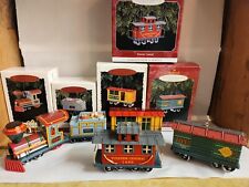 1994-1998 Hallmark Yuletide Central Train Ornaments set of 5 pressed tin picture