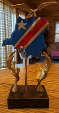 Vintage Brass Hand-Painted Military Honor Statue Art Figure Bird Very Unique picture