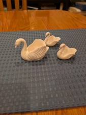 Lot of 3 Vintage Lenox Ivory Porcelain Swan Trinket Decorative Dishes / Bowls picture