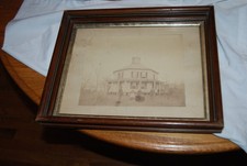 Rare antique photograph of an Octagon House in an antique Walnut frame picture
