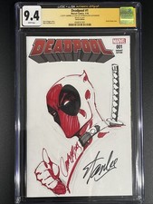 Deadpool 1 Original Sketch Art J Scott Campbell & Signed Stan Lee CGC picture