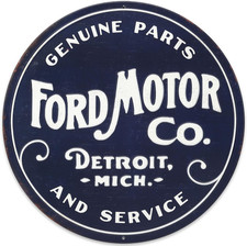 Ford Motor Co. round Embossed Metal Sign - Classic Ford Wall Art for Garage, Man picture