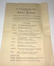 Rare Antique Victorian American New England Conservatory of Music Program C.1892 picture