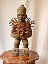Vintage African Kongo Nkisi Nkondi Power Figure Carved Wood picture