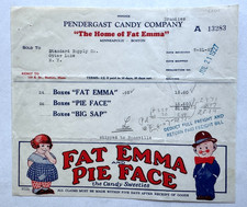 Vintage 1927 Color Billhead Fat Emma Pie Face Pendergast Candy Co Minneapolis MN picture