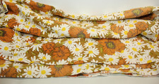 Retro Tablecloth Flower Power Floral Bright Flowers 58x96 Orange Yellow & White picture