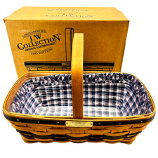 VTG 1993 Longaberger Original Easter Basket Fabric Liner, Plastic Protect & Box picture
