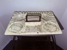 Vintage MCM Ceramic Ashtray Stand, Atomic Abstract SPAGHETTI DRIZZLE NICE picture