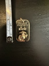 10K Yellow Gold USMC Private Property Of A Marine Dog Tag 3.55 Grams picture