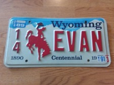 1890--1990 Wyoming Centennial Vanity License Plate--